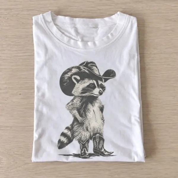 Cowboy raccoon in boots t shirt white20cowboy raccoon boots.webp