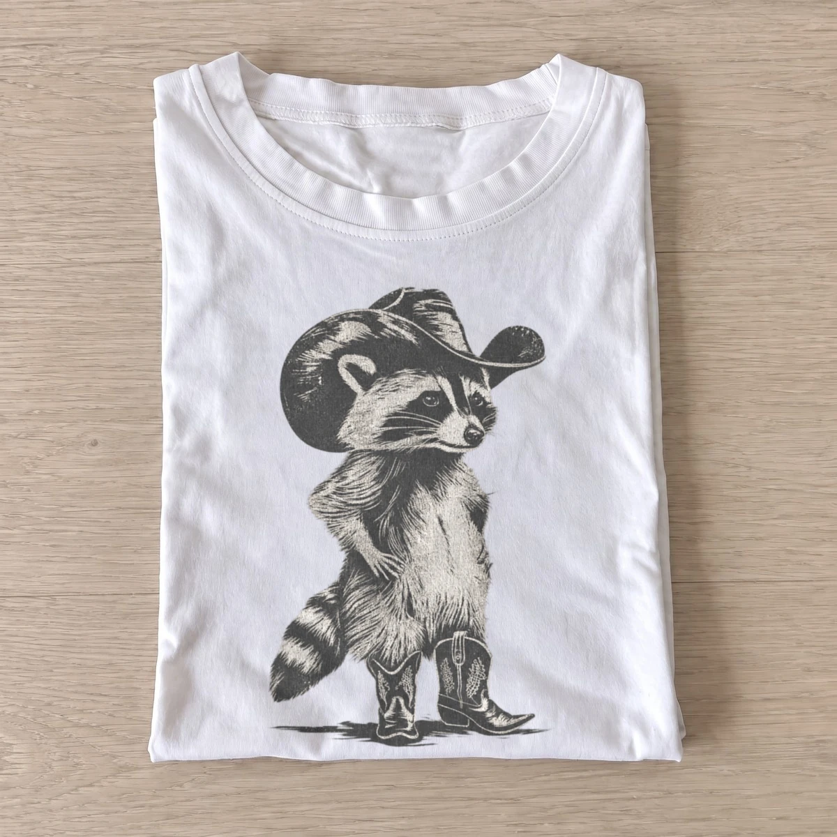 Cowboy raccoon in boots t shirt white20cowboy raccoon boots.webp