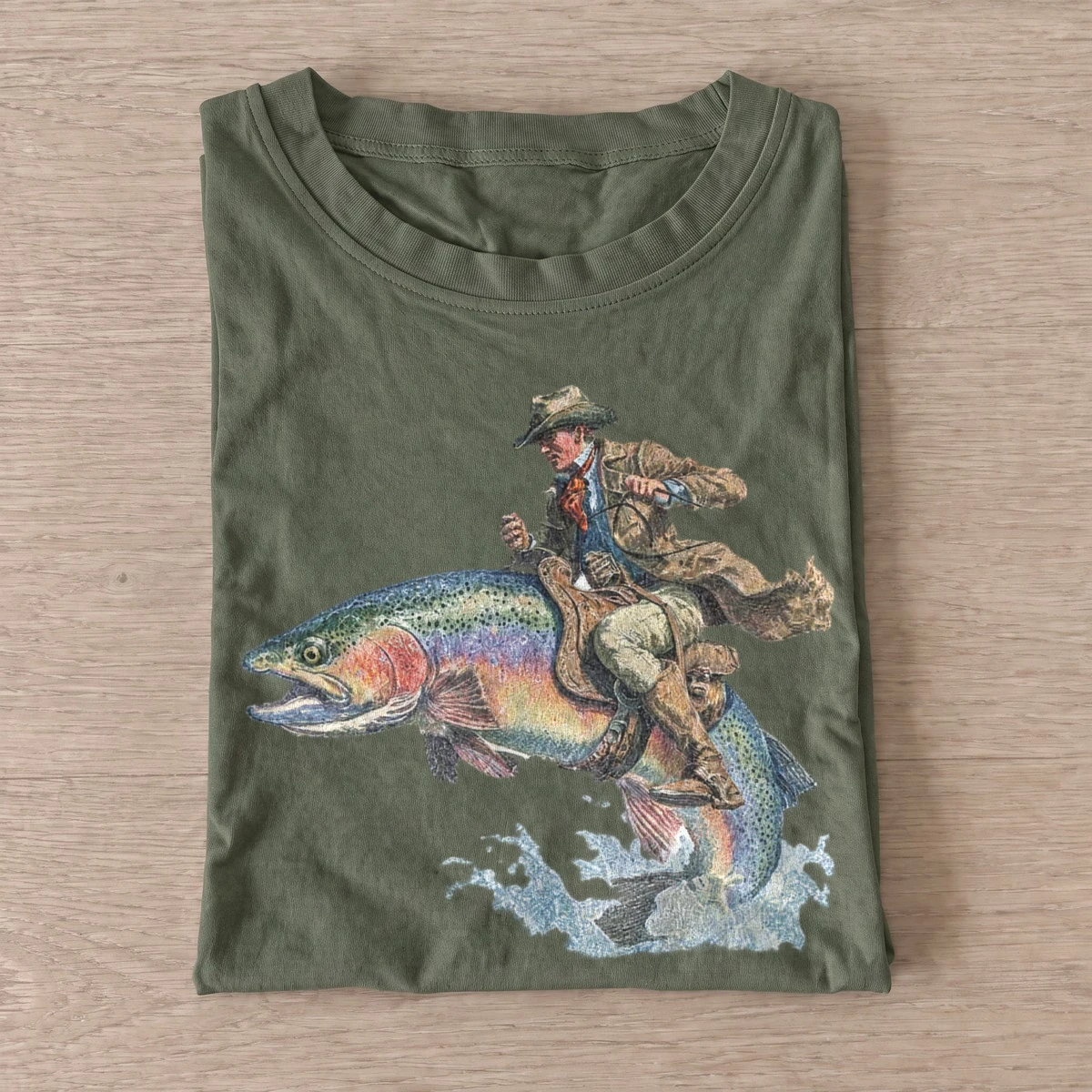 Cowboy trout rider t shirt olive20cowboy trout rider.webp