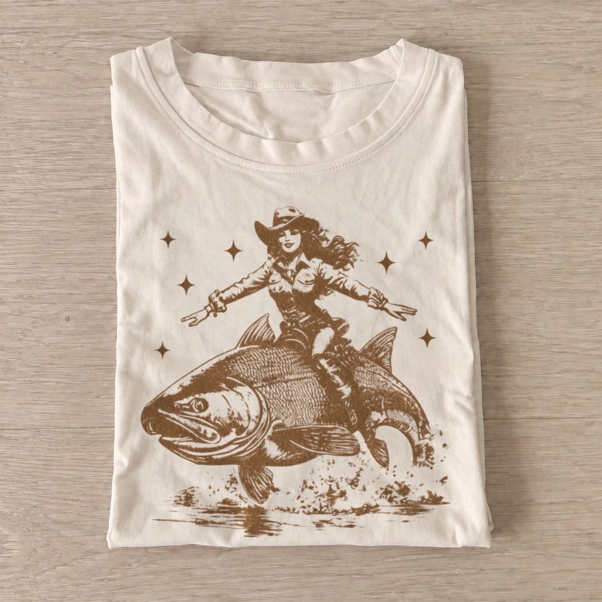 Cowgirl fish rider t shirt sand20cowgirl fish rider.webp