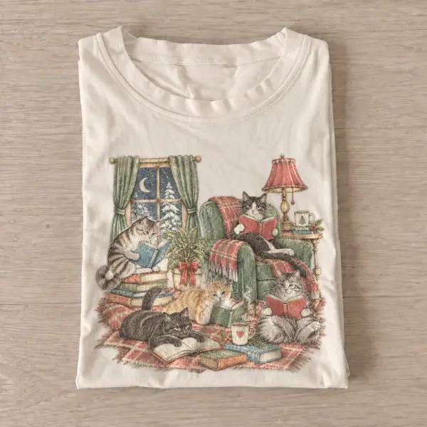Cozy reading cats t shirt sand20cozy reading cats.webp