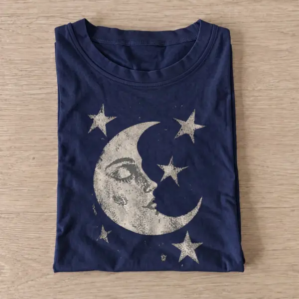 Crescent moon face t shirt navy20crescent moon face.webp