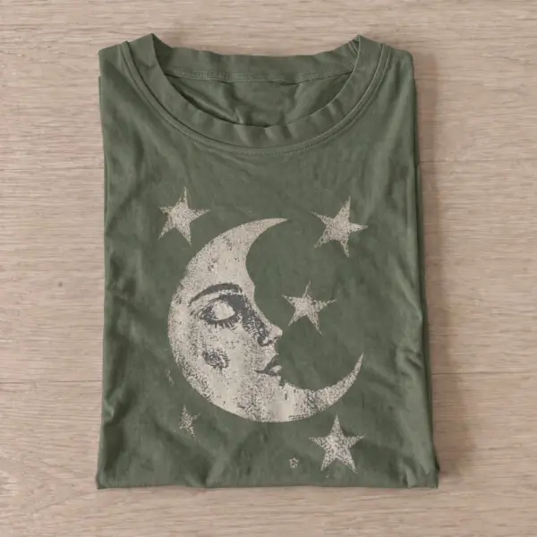 Crescent moon face t shirt olive20crescent moon face.webp