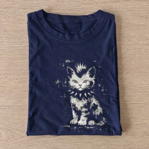 Crowned cat graphic t shirt navy20crowned cat.webp