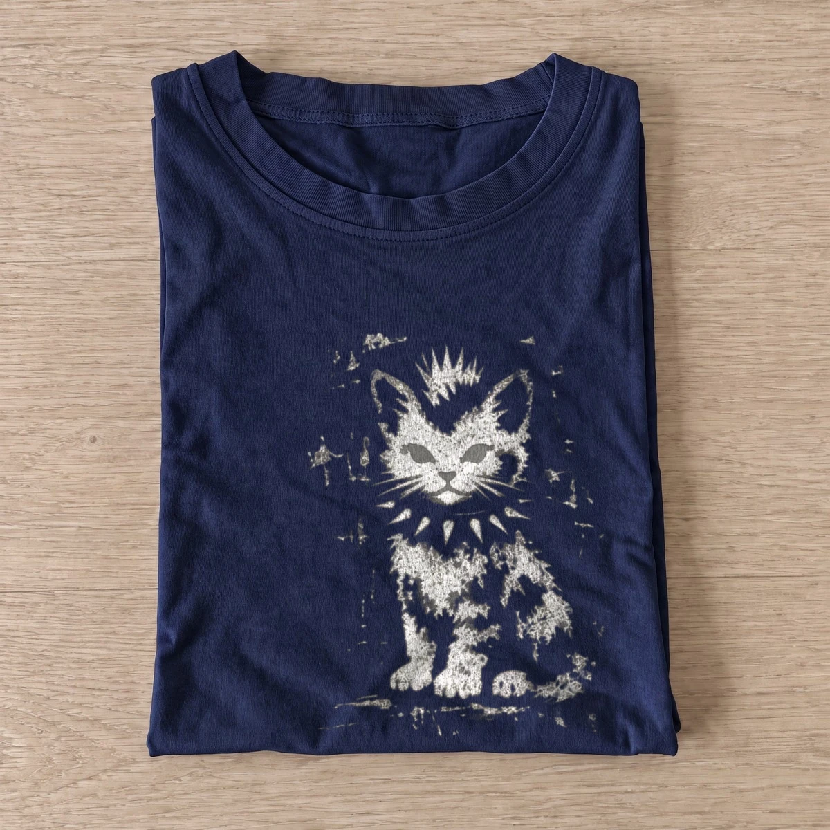Crowned cat graphic t shirt navy20crowned cat.webp