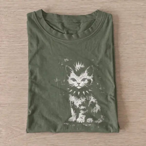 Crowned cat graphic t shirt olive20crowned cat.webp