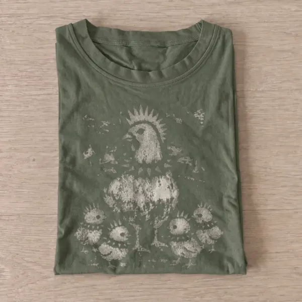 Crowned chicken family graphic t shirt olive20crowned chicken family.webp