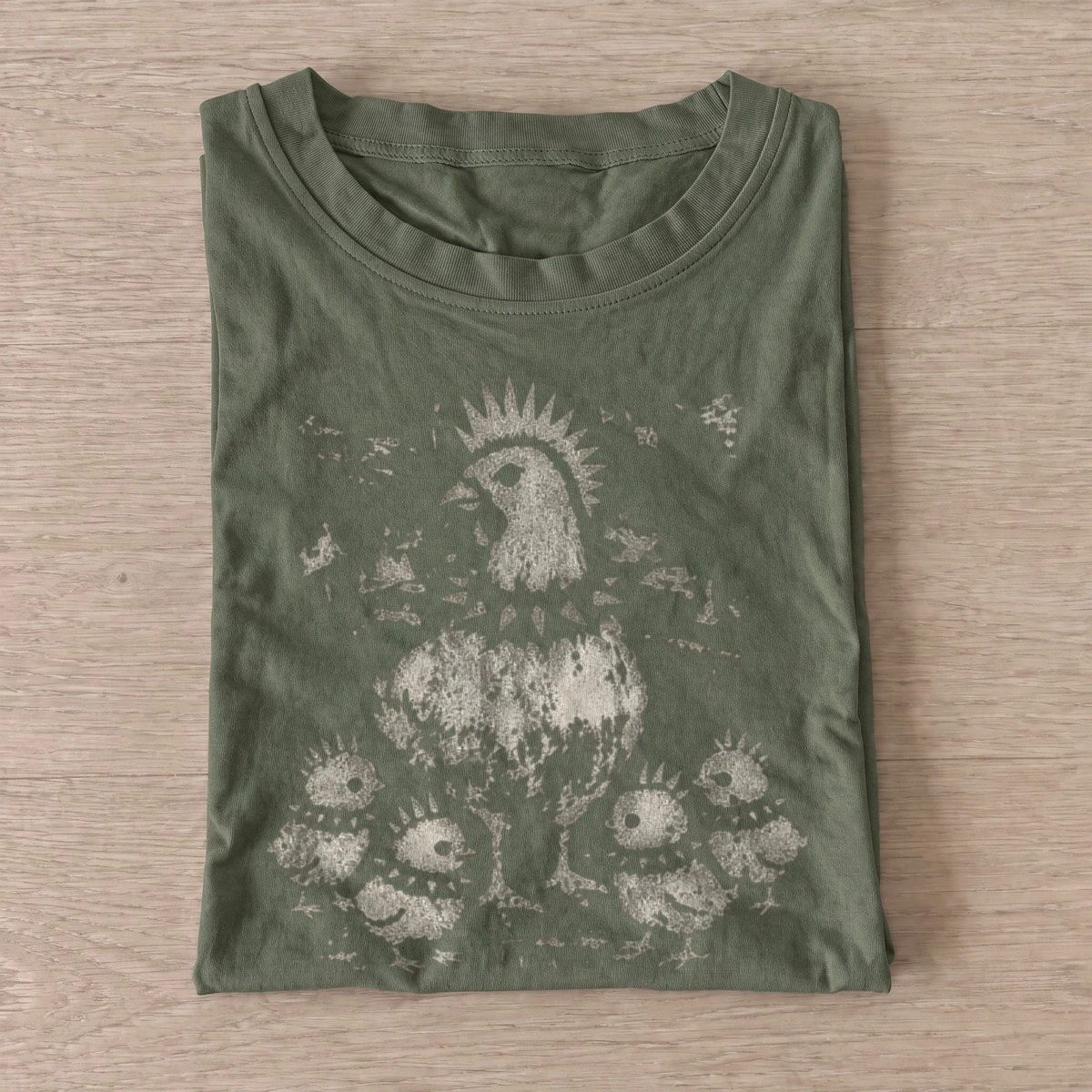 Crowned chicken family graphic t shirt olive20crowned chicken family.webp