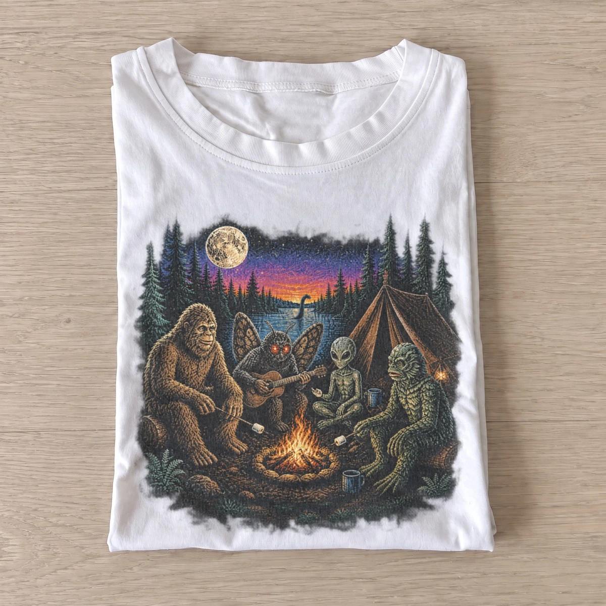 Cryptid campfire t shirt white20cryptid campfire.webp