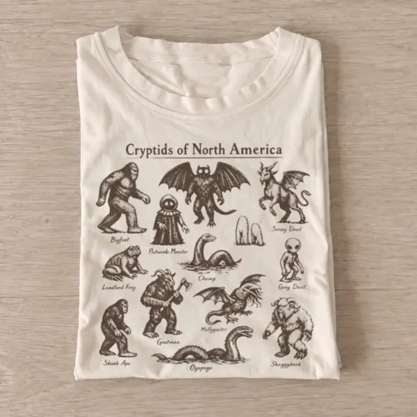 Cryptids of north america graphic t shirt sand20north american cryptids.webp