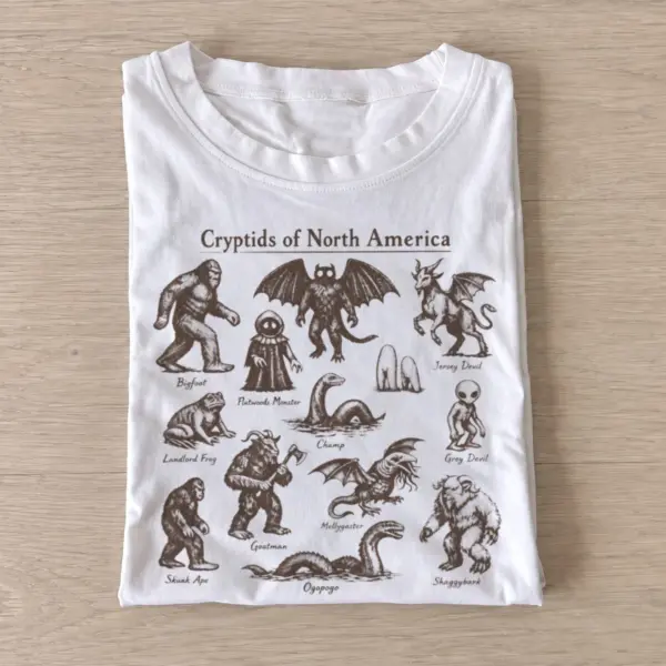 Cryptids of north america graphic t shirt white20north american cryptids.webp