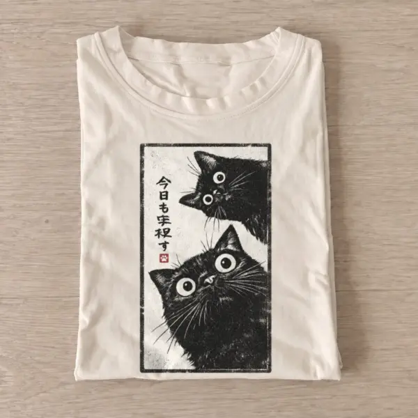 Curious black cats graphic t shirt sand20curious black cats.webp