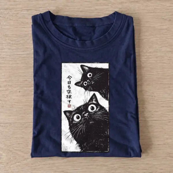 Curious cat duo t shirt navy20curious cat duo.webp