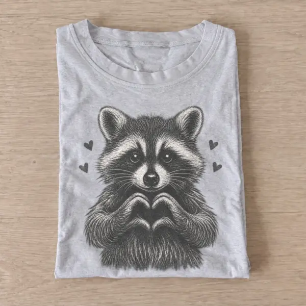 Cute raccoon heart hands t shirt gray20raccoon heart.webp