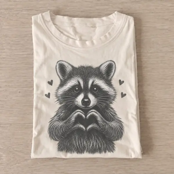 Cute raccoon heart hands t shirt sand20raccoon heart.webp