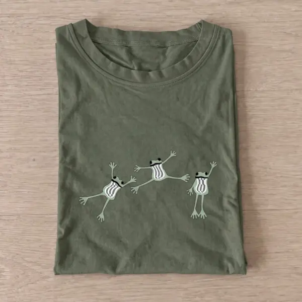 Dancing frog trio t shirt olive20dancing frog trio.webp
