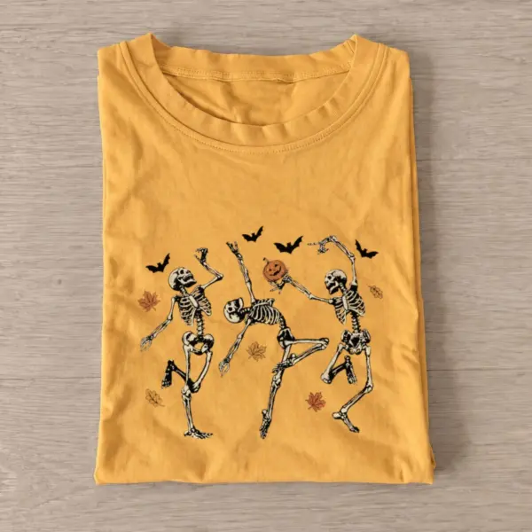 Dancing skeleton trio t shirt gold20dancing skeleton trio.webp