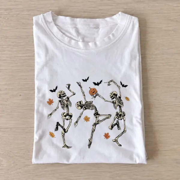 Dancing skeleton trio t shirt white20dancing skeleton trio.webp