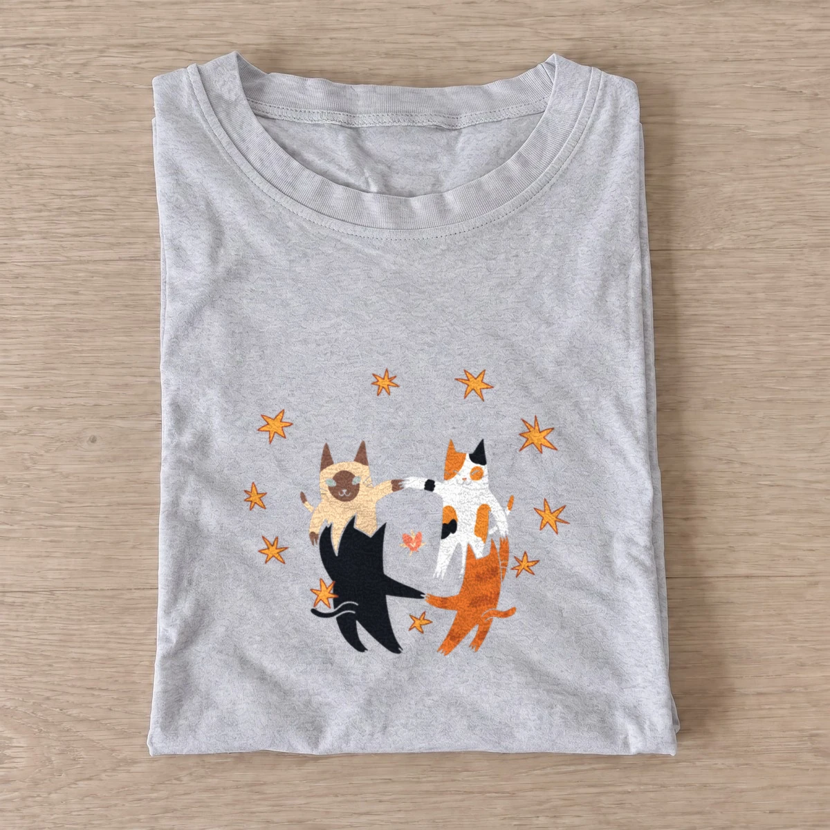 Dancing star cats t shirt gray20dancing star cats.webp