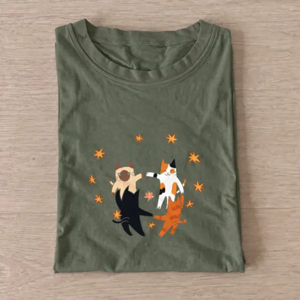 Dancing star cats t shirt olive20dancing star cats.webp