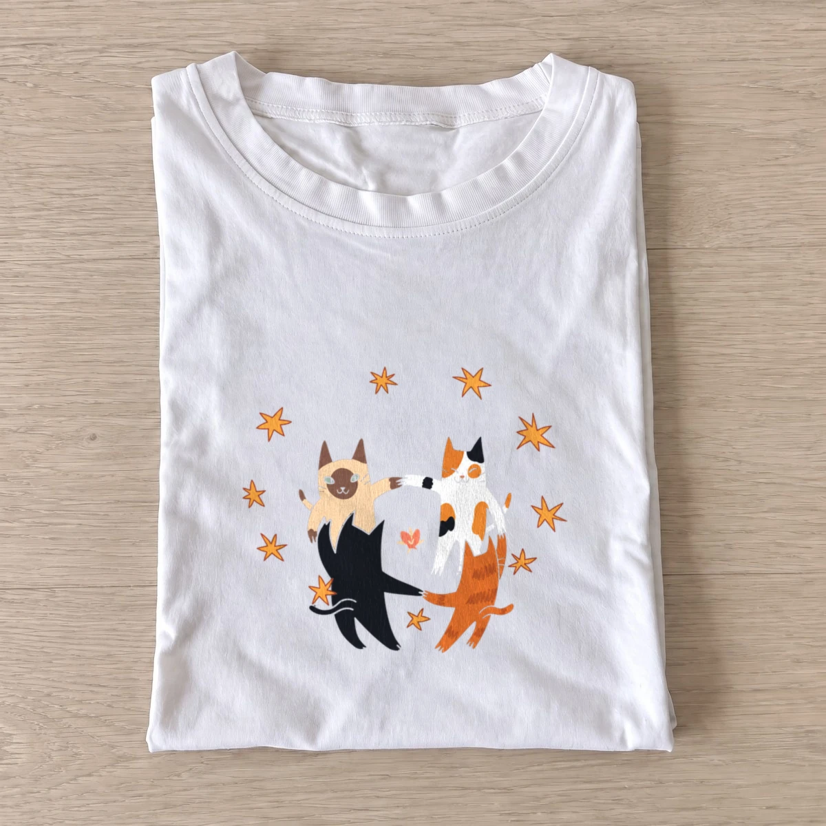 Dancing star cats t shirt white20dancing star cats.webp