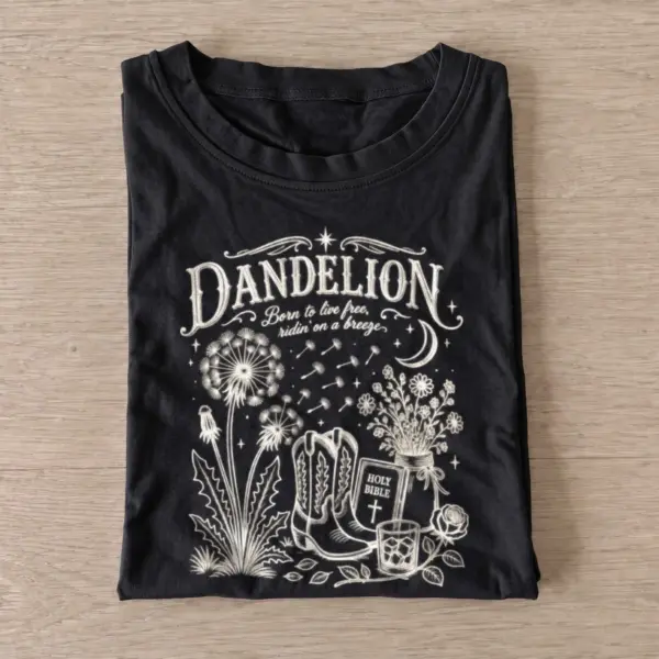 Dandelion born to live free t shirt black20dandelion born free.webp