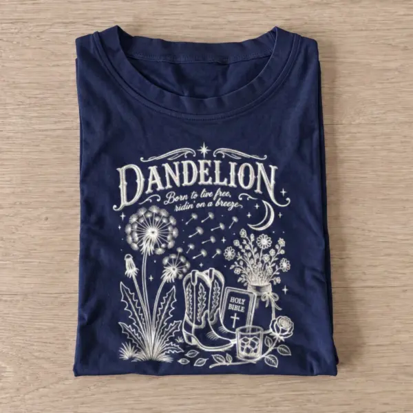 Dandelion born to live free t shirt navy20dandelion born free.webp