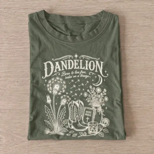 Dandelion born to live free t shirt olive20dandelion born free.webp