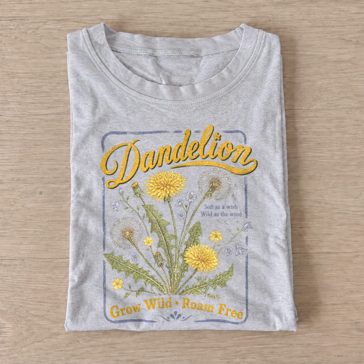 Dandelion grow wild roam free botanical t shirt gray20dandelion wild free.webp