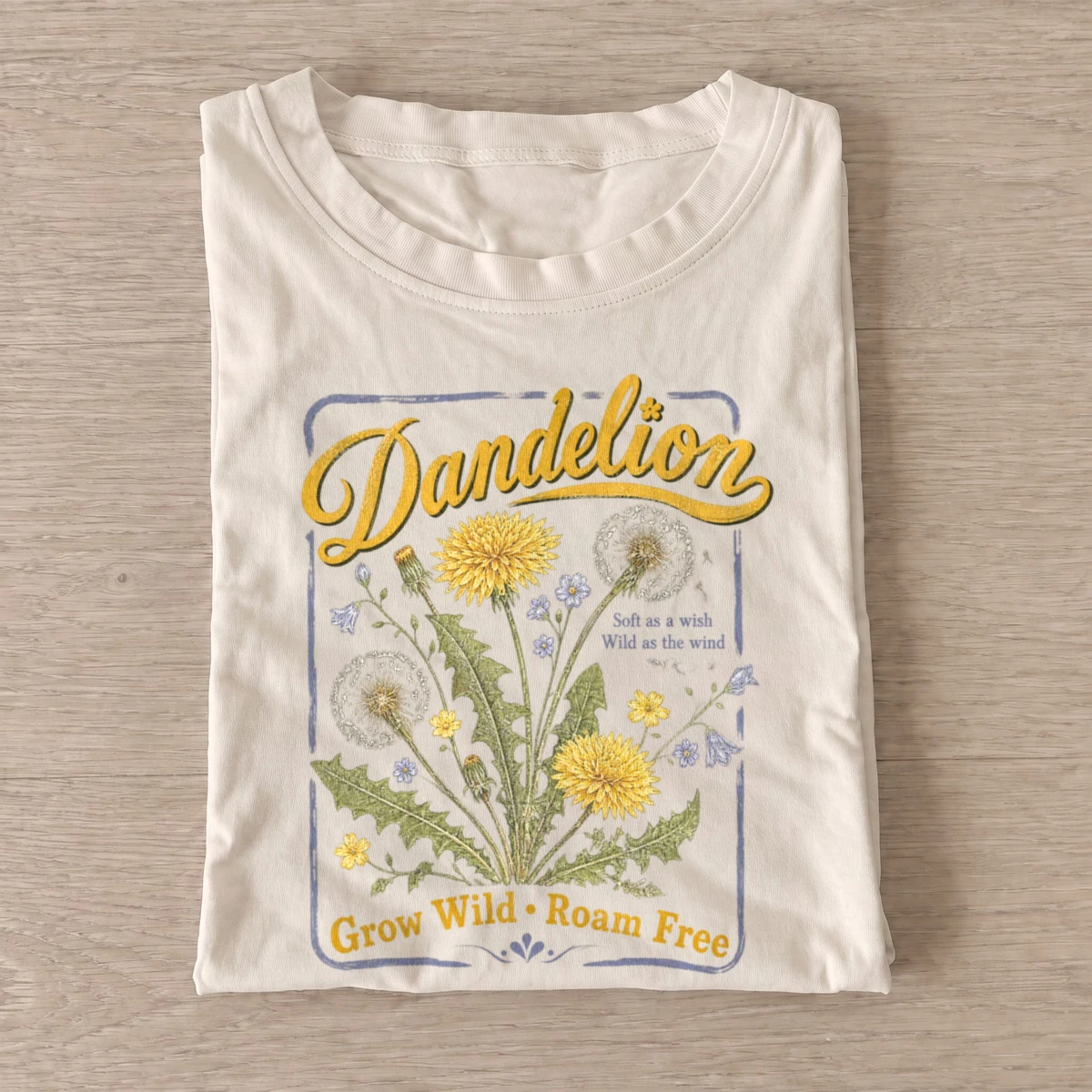Dandelion grow wild roam free botanical t shirt sand20dandelion wild free.webp