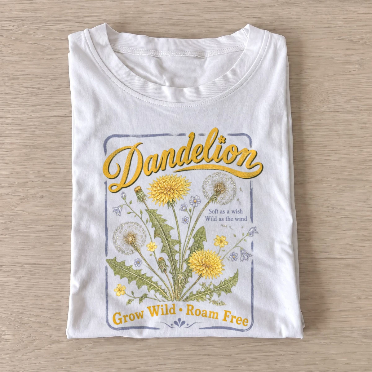 Dandelion grow wild roam free botanical t shirt white20dandelion wild free.webp