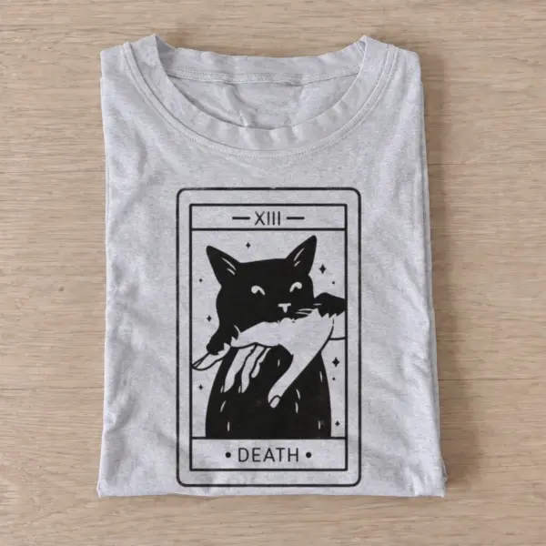 Death tarot cat graphic t shirt gray20death tarot cat.webp