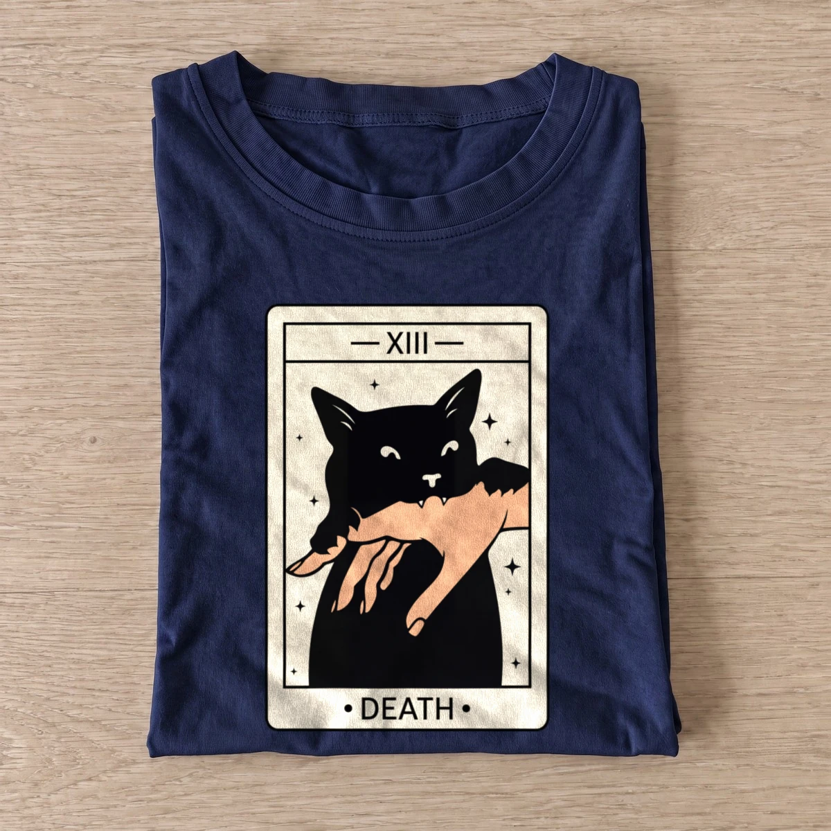 Death tarot cat t shirt navy20death tarot cat.webp