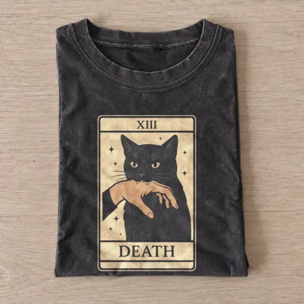 Death tarot cat vintage t shirt washed20black20death tarot cat.webp