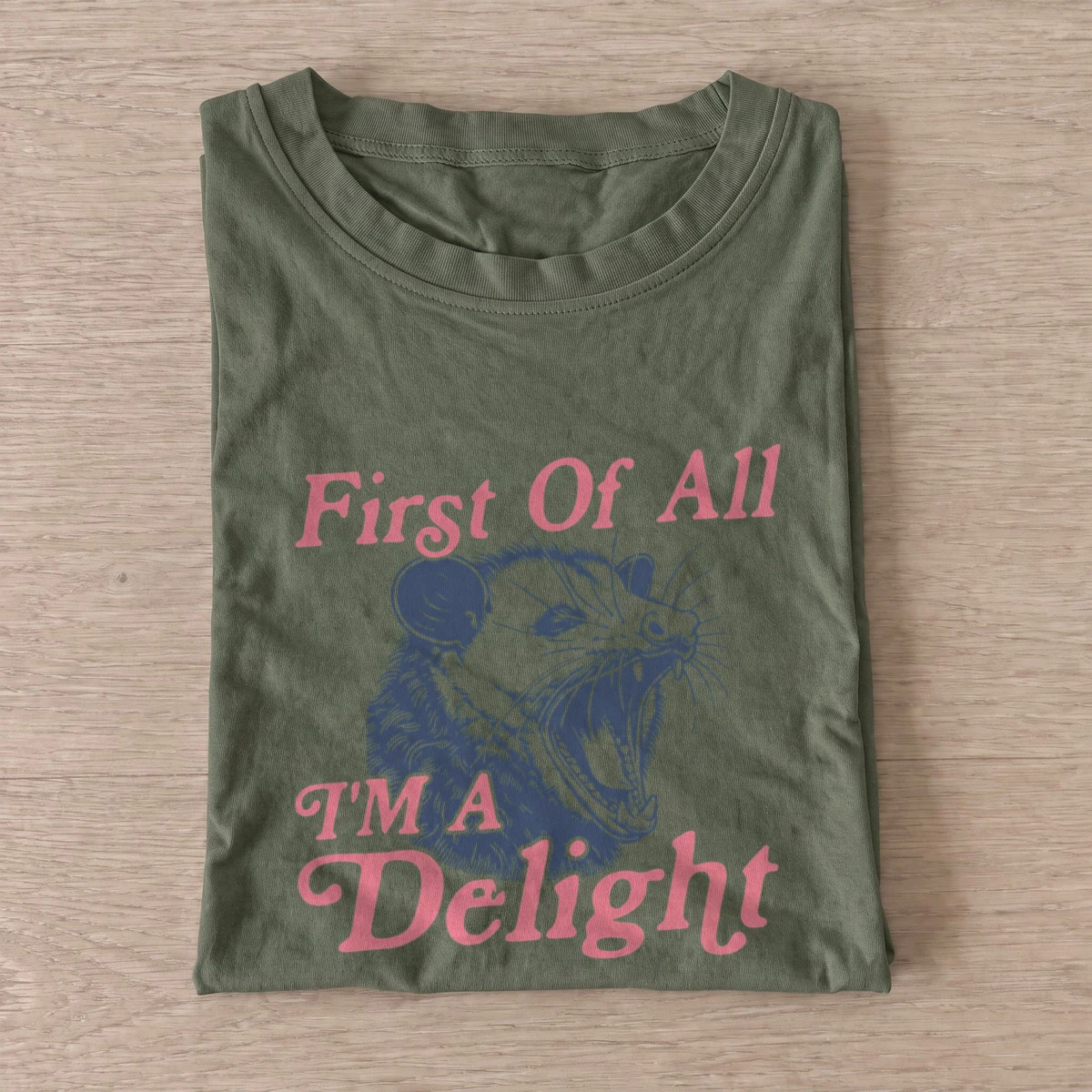 Delight screaming opossum t shirt olive20delight screaming opossum.webp