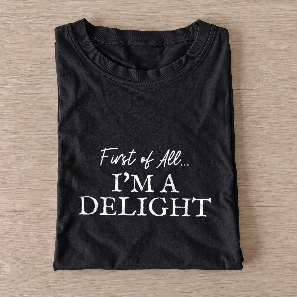 Delight white lettering t shirt black20delight white lettering.webp
