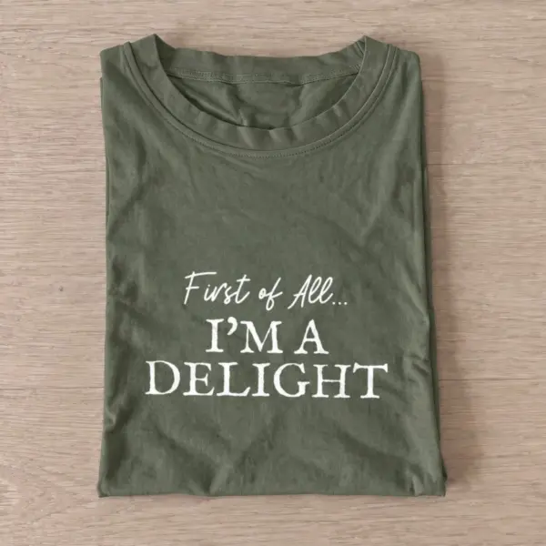 Delight white lettering t shirt olive20delight white lettering.webp