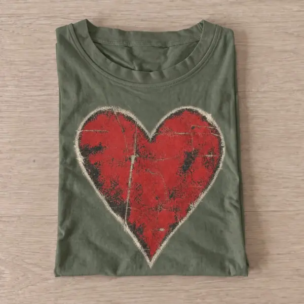 Distressed red heart graphic t shirt olive20distressed red heart.webp