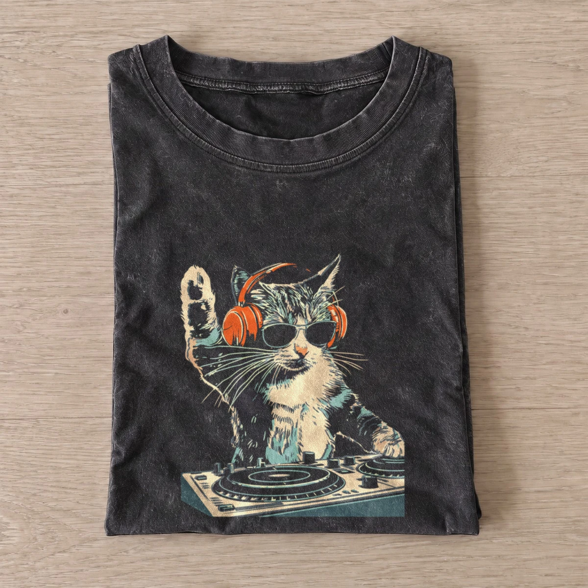 Dj cat vintage t shirt washed20black20dj cat.webp
