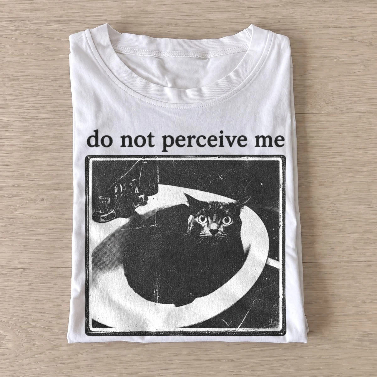 Do not perceive me cat t shirt white20do not perceive cat.webp