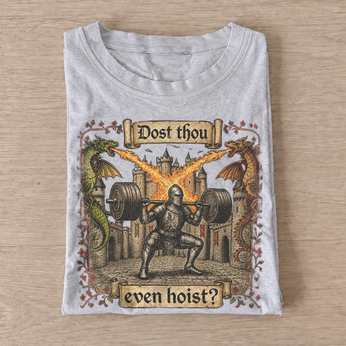 Dost thou even hoist castle gym knight t shirt gray20castle gym knight.webp
