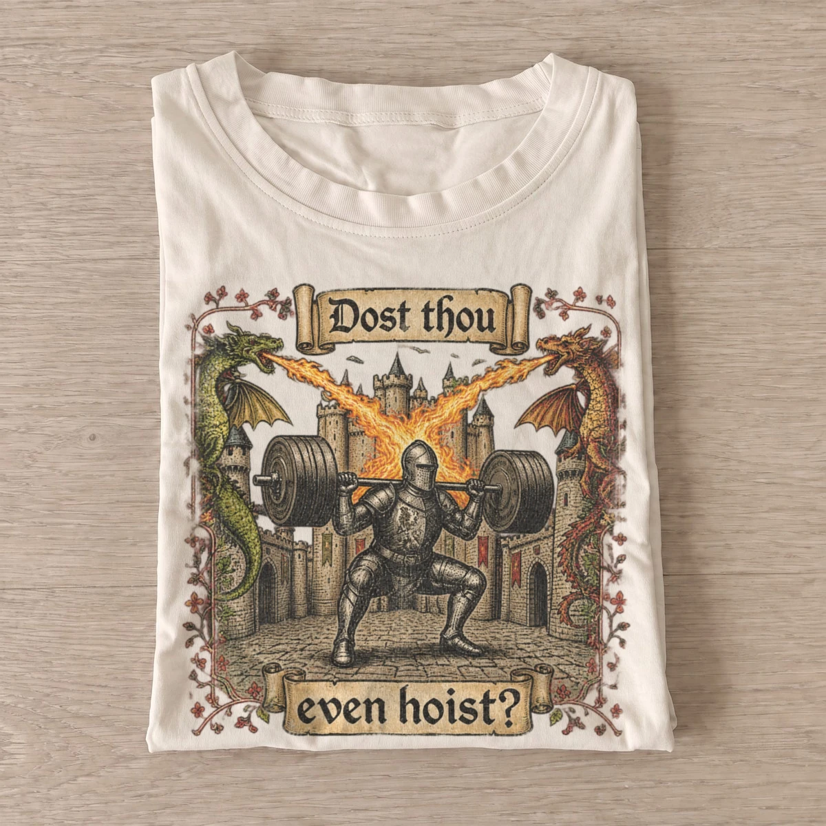 Dost thou even hoist castle gym knight t shirt sand20castle gym knight.webp