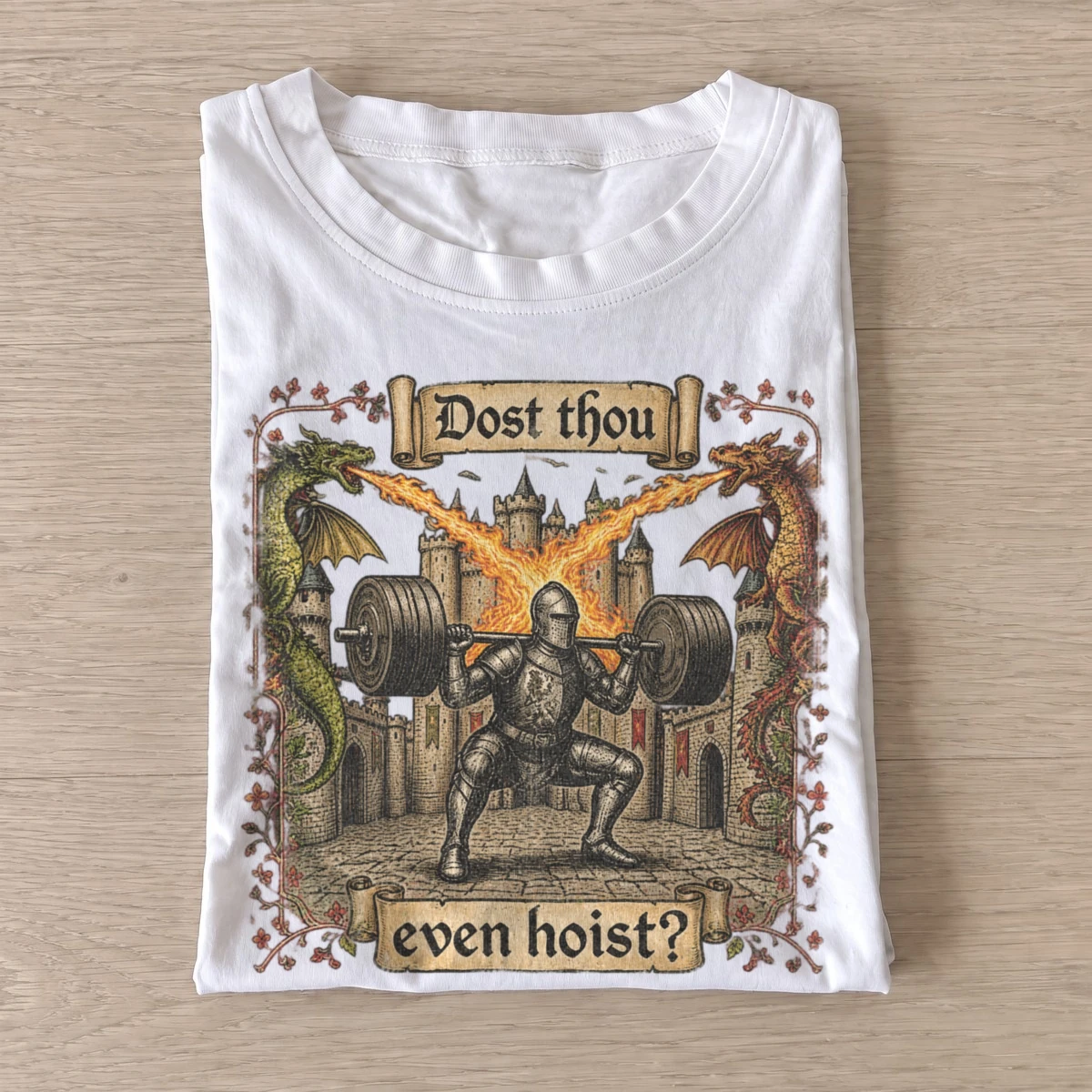 Dost thou even hoist castle gym knight t shirt white20castle gym knight.webp