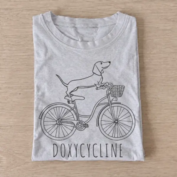 Doxycycline dachshund cycling t shirt gray20doxie cycling.webp