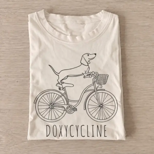Doxycycline dachshund cycling t shirt sand20doxie cycling.webp