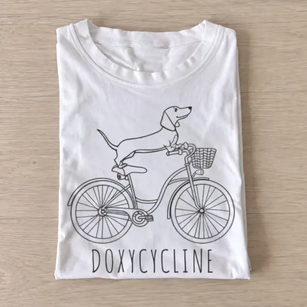 Doxycycline dachshund cycling t shirt white20doxie cycling.webp