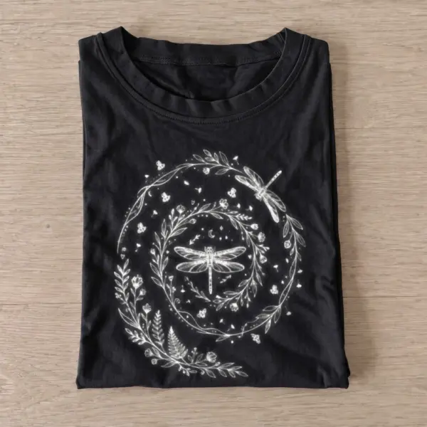 Dragonfly floral wreath t shirt black20dragonfly floral wreath.webp