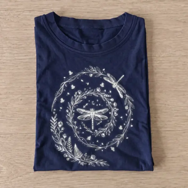 Dragonfly floral wreath t shirt navy20dragonfly floral wreath.webp