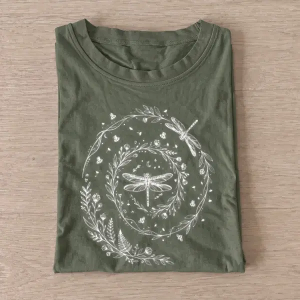 Dragonfly floral wreath t shirt olive20dragonfly floral wreath.webp