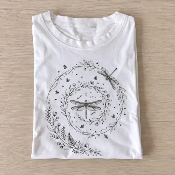 Dragonfly floral wreath t shirt white20dragonfly floral wreath.webp